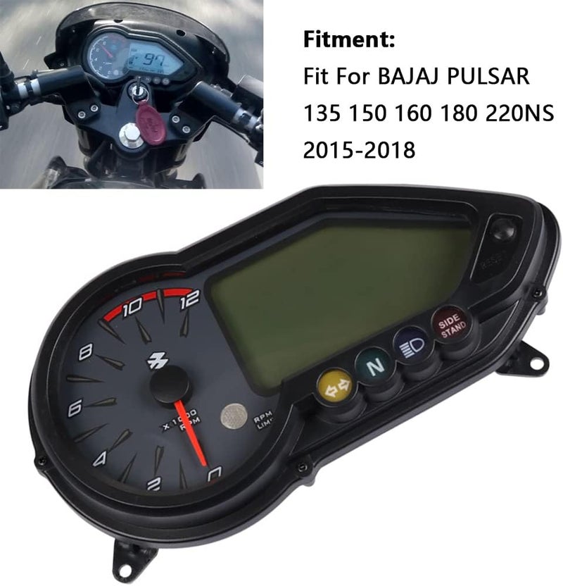 RAGBUSCLE Moto Bike Speedometer, Fit for Bajaj Pulsar 135 150 160 180 220NS 2015-2018, 0-12000 RPM Digital Odometer, 1Pc Motorcycle Instrument Assembly W/Tachometer - Image 4